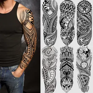 6 Tribal Totem Temporary Tattoo Stickers Set, Full Arm Fake Tattoos for Adults, Unique Body Art Accessories for Arms & Legs, Tattoo For Beginners