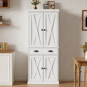 72''H Kitchen Pantry Storage Cabinet with Drawers and Adjustable Shelves