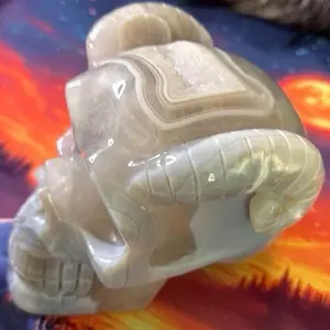 Sparkling Druzy Cave Banded Agate Crystal Skull