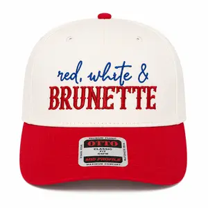 Red White & Brunette  Hat Funny 4th of July Baseball Cap for Women, Patriotic USA Country Girl Summer Snapback  Independence Day trucker Hat, Hats For Women, Trucker Hats Women Memorial Day, 4th of July, Labor Day casual trendy