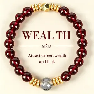 Career Wealth & Luck Crystal Bracelet for Men Women, Trendy Colorblock Beaded Jewelry, Positive Energy Success Bracelet Gift for Study, Work, Daily Wear & Holiday Gift