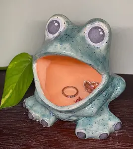 Handmade Ceramic Frog Trinket Dish/Sponge Holder