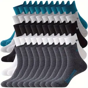 Women's Plain Mid-Height Socks Set - 5/10/20/50 Pairs, Breathable, Absorbent, Seamless, Suitable for Daily Wear & Casual Business Use