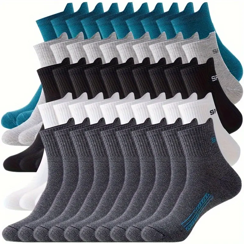 Women's Basic Crew Socks Set - 5/10/20 Pairs, Plain Solid Color, Seamless Stretch, Breathable, Absorbent for Daily All-Season Casual Wear, All Seasons, Multiple Packs