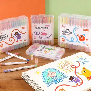 12/24/36/48 Colors Water-Based Dual-Ended Markers - Dual-Ended Markers, Fade Resistant Art Brushes, Paint Brush and Fineliner Color Pen Set, Ergonomic Design, Great for Fantasy Art Calligraphy, Crafts, Vibrant Colors, Fade Resistant Ink, Art Use,