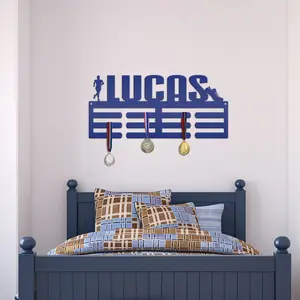 Personalized Track/Cross Country Running Medals Holder - Senior Gift-Metal Holder for Medals-Kids Bedroom Decor-Medal Holder-Ribbons-Pesonalized Medal Display for Bedroom-Custom Medal Holder for Awards-Medal Hanger-Sports Bedroom Decor