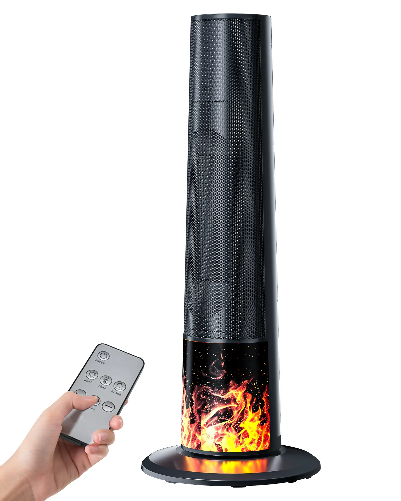 Electric Space Heater, 1500W PTC Ceramic Heaters Indoor with Remote, 70° Oscillation, 1-12H Timer, Portable Heaters with Thermostat, Fast and Safe Tower Heater for Office, Bedroom, Large Room