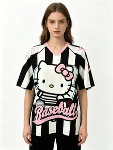 Sanrio Hello Kitty Printed Short-Sleeve Sports Top, Casual, Lightweight