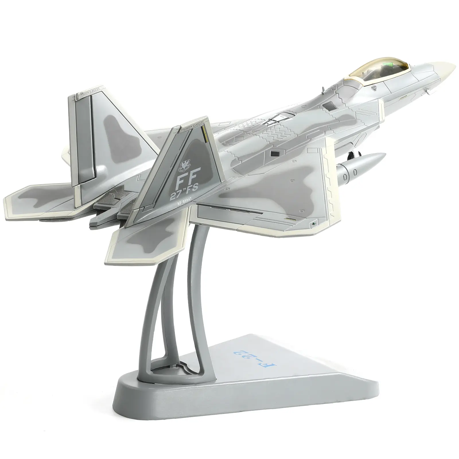 Classic USA F22 Raptor 1/72 Scale Pre-Built Durable Alloy Diecast Fighter Attack Plane - FF 27th FS Collectible with Electrostatic Spraying, for Gifting or Display, Collectibles