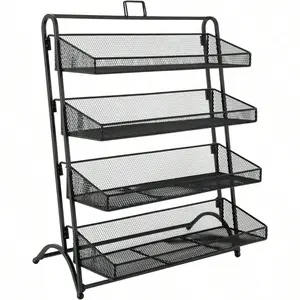 4 Tier Candy Display Rack Black Portable Snack Chip Merchandise Stand for Countertop Home Theatre Concession Gift Present Organiser