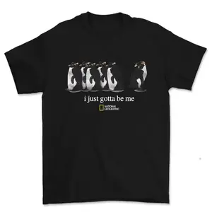 National Geographic  Short Sleeve T-Shirt I Just Gotta Be Me Graphic Penguin,Hoodie And Sweatshirt For Autumn And Winter,Crew Neck Loose Fit Casual Streetwear Tee For Him & Her