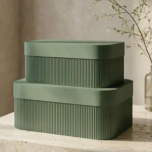 Decorative Storage Boxes with Lids – Set of 2 beautiful corrugated cardboard storage boxes, suitable for decorating your home bookshelf, securely storing your docume