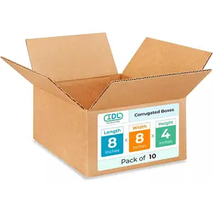 Small Moving & Shipping Boxes 8x8x4 inches (10-Pack) - Extra Strength 200 lb vs Regular - Corrugated Packing Boxes for Moving - Durable Cardboard Box - Box for Packaging by IDL Packaging