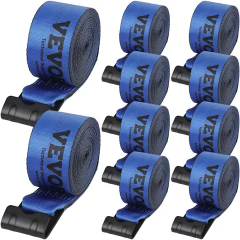 【summerfinds】【Spotlight Day】VEVOR Heavy Duty Winch Straps, 10 Pack 4"x30' Truck Accessories, 6000 lbs Load Capacity, 18000 lbs Breaking Strength, Flat Hook Flatbed Tie Downs for Trailers, Farms