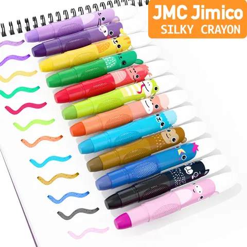 JMC Jimico 12-Color Cute Jumbo Twistable Crayons (12pcs) - Non-Toxic, Washable, Silky Texture Craft Kit with Transparent Bag, Water Soluble, Playful Art Supplies for Kids, Holidays Gift, Encourages Creativity #GLOBAL PICKS