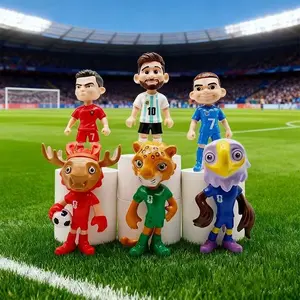 2026 World Cup 6-Piece Home Decor Party Gift Mascot Figures Messi Ronaldo Mbappe Neymar Models Festive Decoration Set