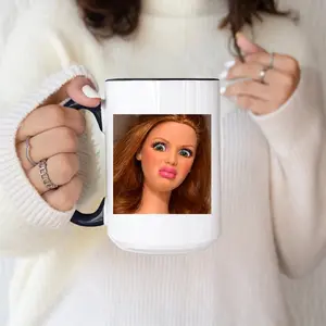 Funny Doll Face Mug, Disgusted doll Meme Coffee Cup, Sarcastic Reaction Gift, Weird Humor Tea Cup, Unhinged Meme Mug, Gift for coworkers