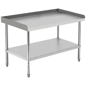 GARVEE 60x24x30 Inch Stainless Steel Grill Stand Table with 400 Lbs Capacity, NSF Certified, Adjustable Legs, and 2-Inch Edge Baffle for Hotel, Home, and Commercial Restaurant Kitchens