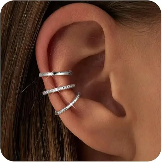 Classic-14K White Gold Plated Ear Cuffs
