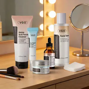 VGO Skincare 5-step Routine All in one step Skincare set Cleanser Toner Serum Eye cream Moisturizer-A