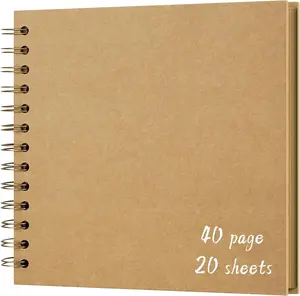 DIY Scrapbook Album 8x8 Inch – Hardcover Kraft Paper Photo Book, Blank Memory Scrap Book for DIY Crafts, Wedding, Anniversary, 40 Pages (20 Sheets), Brown