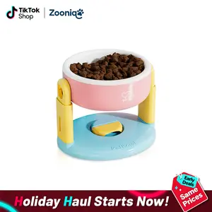 【Deal】Liftable Suction Cup Pet Bowl, Adjustable Height Elevated Dog & Cat Dish for Healthy Posture, Non-Slip Anti-Spill Design Pet Feeder, with Detachable Suction Cup Easy to Clean