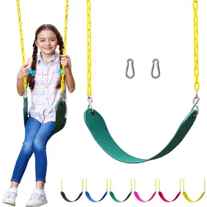 Jungle Gym Kingdom Swing for Outdoor Swing Set - Pack of 1 Swing Seat Replacement Kit with Heavy Duty Chains - Backyard Swingset Playground Accessories for Kids (Green)
