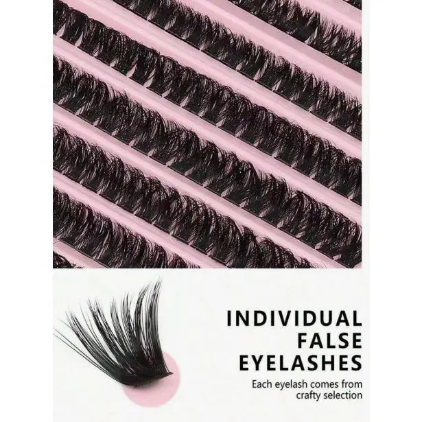 200pcs DIY Lash Extension Kit - D Curl Cluster Lashes with Applicator Tools, Natural Volume Salon Effect At-Home Use