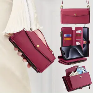Phone case: flip magnetic crossbody card bag, wallet zipper phone protective case, suitable for iPhone 17, 16, 15, 14, 13, 12, 11, XS X and other series models, can be given as a gift to friends or family