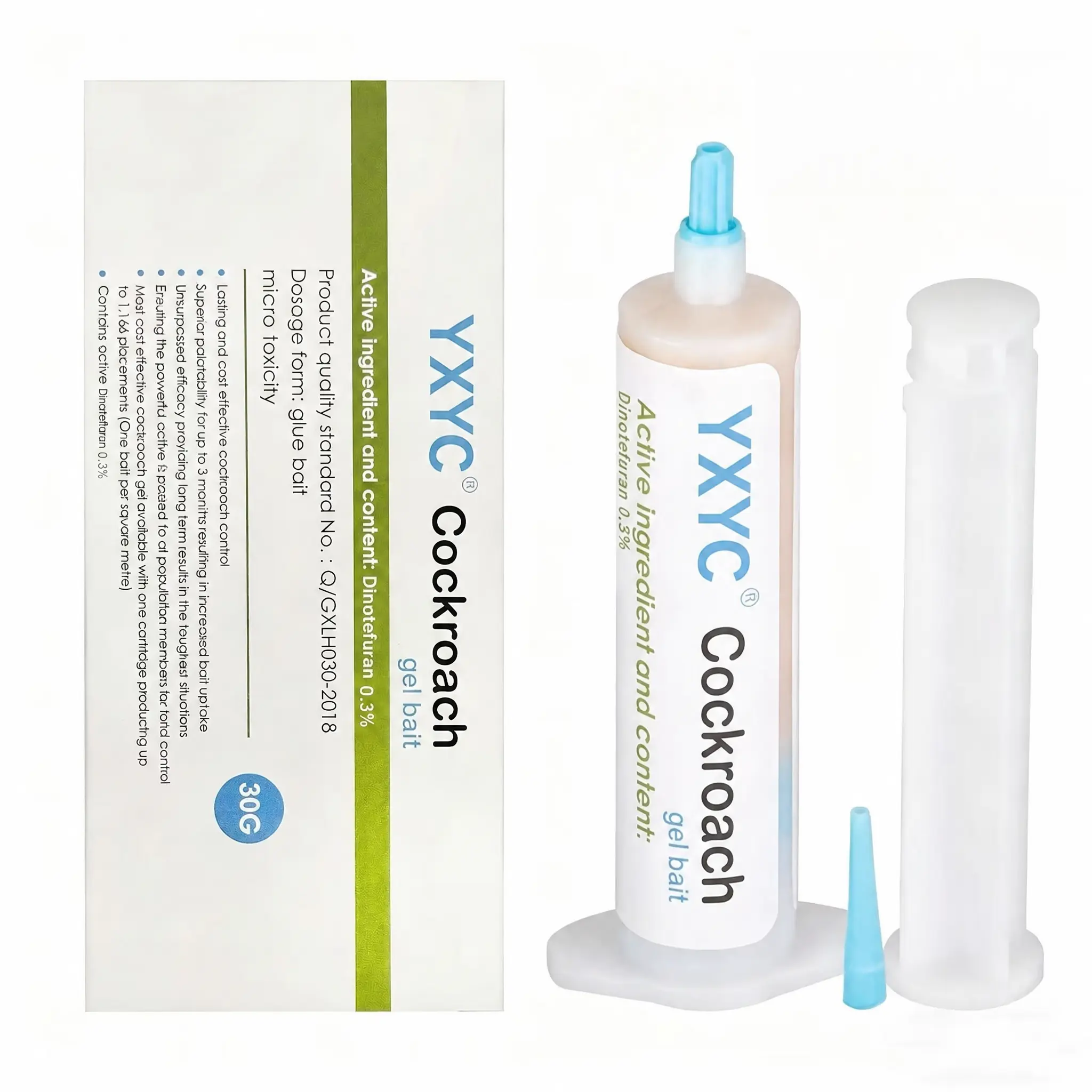 YXCY Cockroach Gel Bait, 4 Tubes x 30-Grams, 1 Plunger and 2Tips, German Roach Insect Pest Control, Indoor andOutdoor Use, Roach Killer Gel for American, German andOther Major Cockroach Species