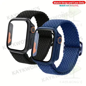 KAYKWONG'S Durable Design Watch Screen Protector Set, Includes 1 Braided Nylon Watch Band & 1 Case Cover, Compatible with Series 11/10/9/8/7/6/5/4, 49/46/45/42/42/41/40mm Models