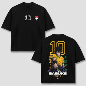SaSuKe Graphic Tee, BRZ FB Sportswear Number 10 T-Shirt, Uchiha Clan Symbol, Chidori Amaterasu Ninja Streetwear Oversized Tshirt, Japanese Kanji Text Print Top, Unisex Casual Sport Short Sleeve Clothes