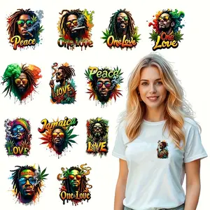 12 Piece Weed Cultivation DTF Heat Transfer Stickers, Vibrant Reggae & True Love Design, Washable Adhesive Film for DIY Crafts Custom T-Shirts, Jeans, Masks, Backpacks