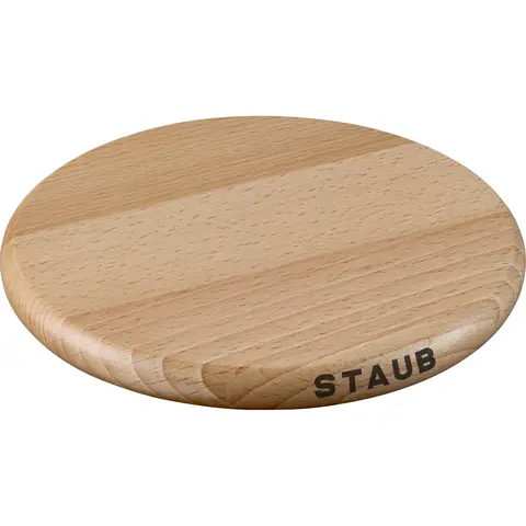 STAUB Magnetic Wooden Trivet, Round, Compatible with Cast Iron