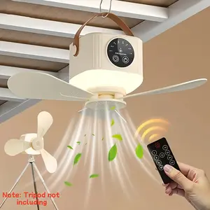 Portable USB Rechargeable Camping Fan Light, 3 Speed Settings, 8 Hour Timer, Remote Control, Hanging Small Fan, Ideal for Tent, RV, Home, Office, Hiking, Travel, Rechargeable Personal Fan