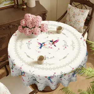 【SummerVibes】【Moving Season】REZUTAN Spring Tablecloth Wrinkle Resistant Machine Washable Durable Multi-scene Rectangle Round Table Cover for Dining Room Kitchen Outdoor Party Spring Festival Home Decor Table Cloth
