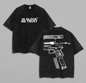 In Glock We Trust Streetwear Heavyweight Black Tee Shortsleeve Shirt, Double Sided Shirt, Full Colors, Full Sizes, For Men, For Women Cotton Tee Menswear Top Underwear Tshirt 100% Premium Cotton 230gsm, Inspired graphic tees men gifts dailywear Menswear