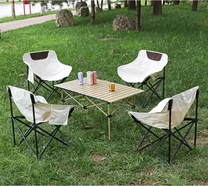 Camping Moon Chair - Ultra Lightweight Foldable Chair for Hiking/Fishing, 330lbs Heavy Duty Portable Stool with Carry Bag (Picnic/Flea Market)