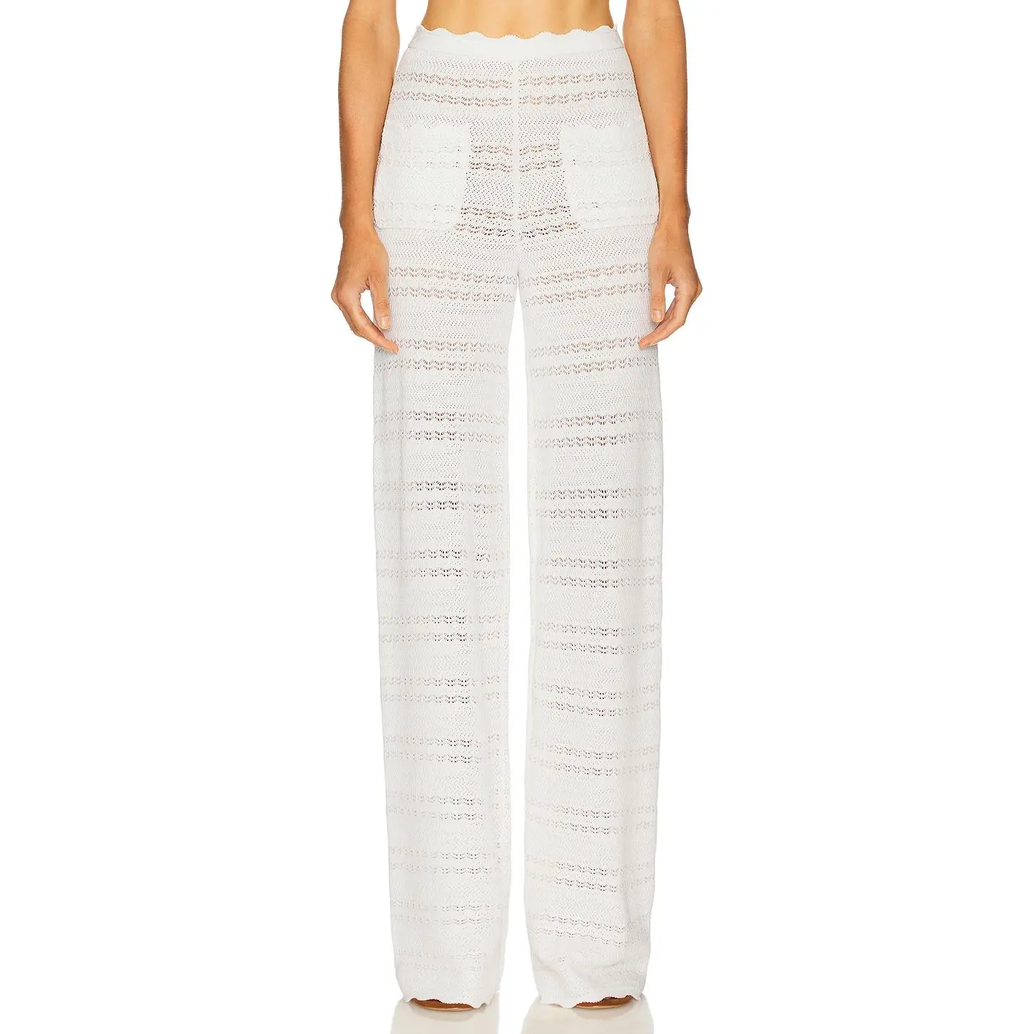 Helsa Kaitltn Scalloped Pant in Ivory