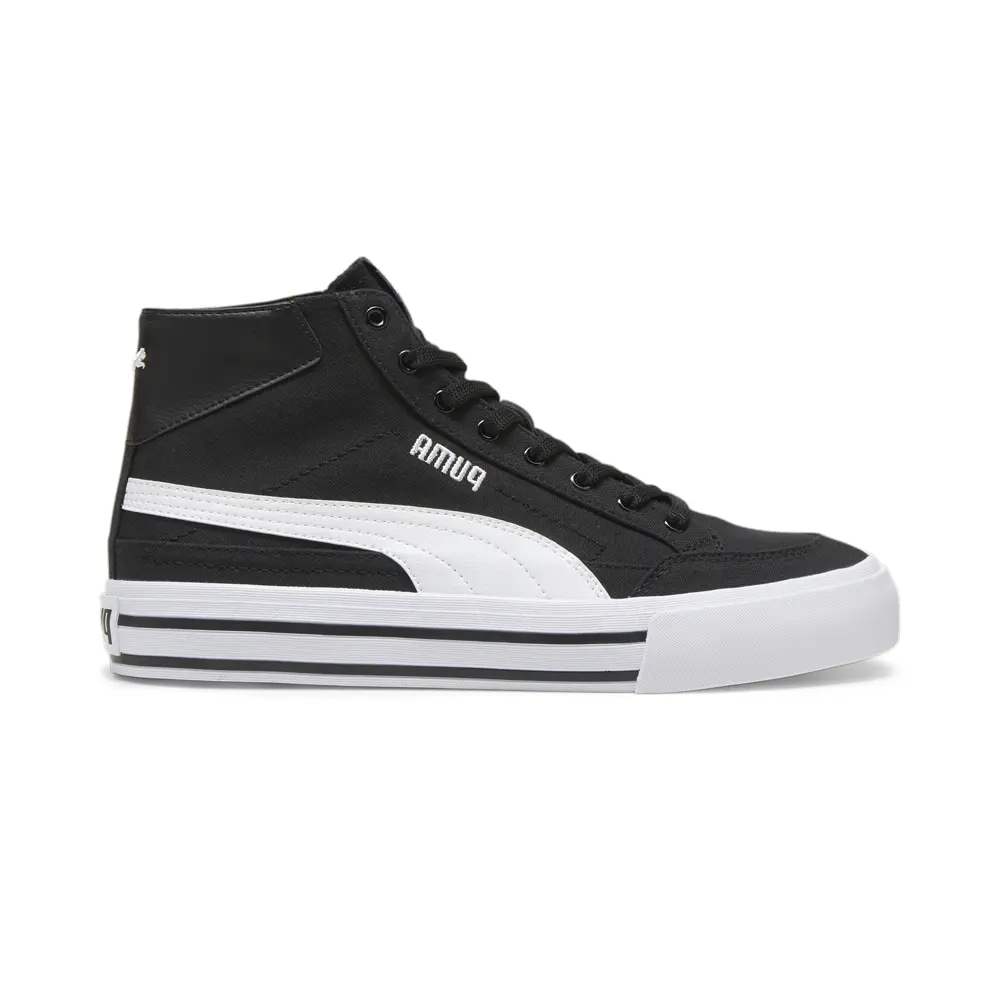 PUMA Mens Court Classic Vulcanized Mid Formstrip Lace Up Sneakers Shoes Casual - Black