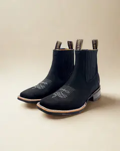 BOTIN / ANKLE BOOT / CHELSEA BOOT BLACK RUBBER SOLE | MEN SQUARE TOE WESTERN BOTIN