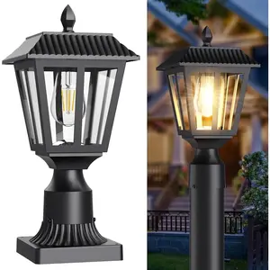 Solar  Lights, Dusk to Dawn Solar Lamp  Light with Pier Mount Base,  Lights Outdoor  for Garden Yard Landscape Pole Pillar (Warm White)