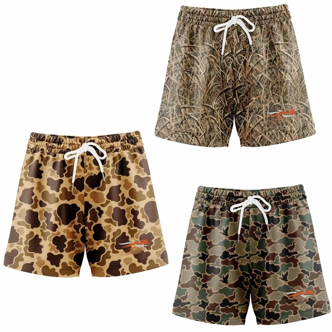 Sitka Men's Duck Hunting Camo Shorts, 5-Inch Inseam, Soft Breathable Quick-Dry Athletic Gym Shorts, Men's Shorts