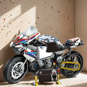 1860-Piece Toy Motorcycle Building Blocks Set, Abs Material, Mixed Colors, Home Decor, Office Desk Decoration, Fun Kids Construction Kit, Moc Blocks Set