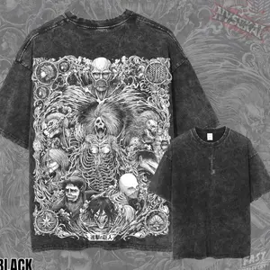 The Nine Titans Origin Heavyweight Vintage Wash Graphic Tee Oversized Urban Streetwear Pump Cover
