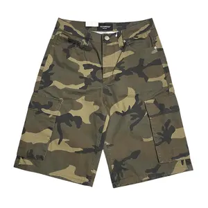 VICTORIOUS Men's Baggy Fit Cargo Camo Shorts 100% Cotton Pockets Camouflage Menswear