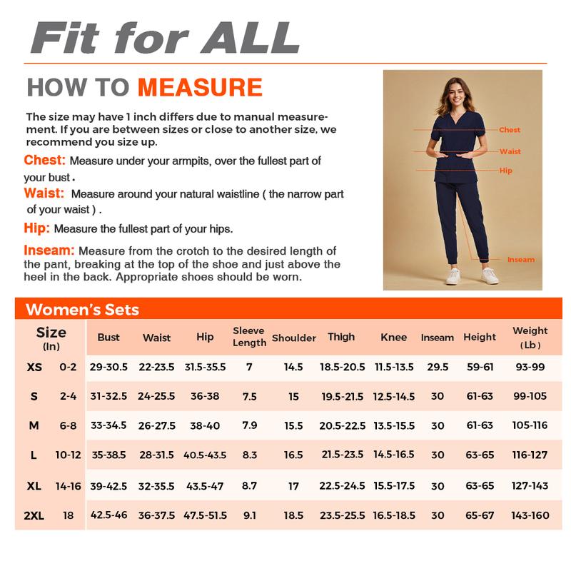 Women's Scrub Set - Flexible V-Neck Top & Jogger Pants Featuring 8 Pockets