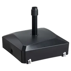 Aoodor Patio Umbrella Base With Wheels, Heavy Duty Water-Filled Umbrella Stand For Patios, Poolside, Garden With 4 Wheels, 2 Locks And Adjustable Knob