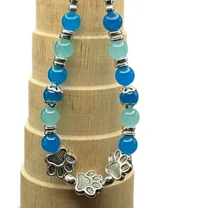 Silver or Gold beaded toggle clasp bracelet with accents Paw Print