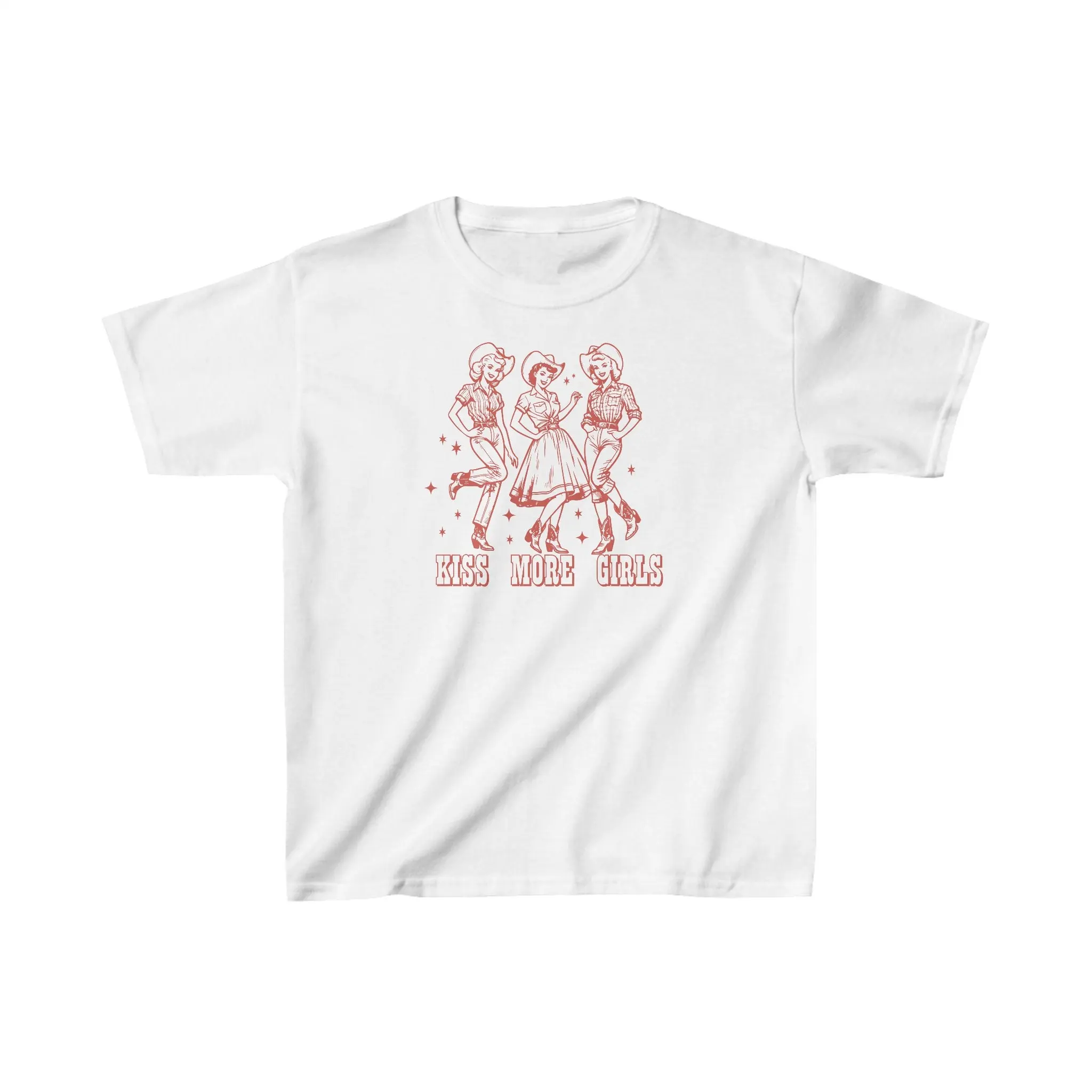 Celebrate Diversity: Pride Baby Tee | "Kiss More Girls" Queer Y2K Style | Femboy Clothing | 90s Crop Top | Nonbinary & Trans Shirt